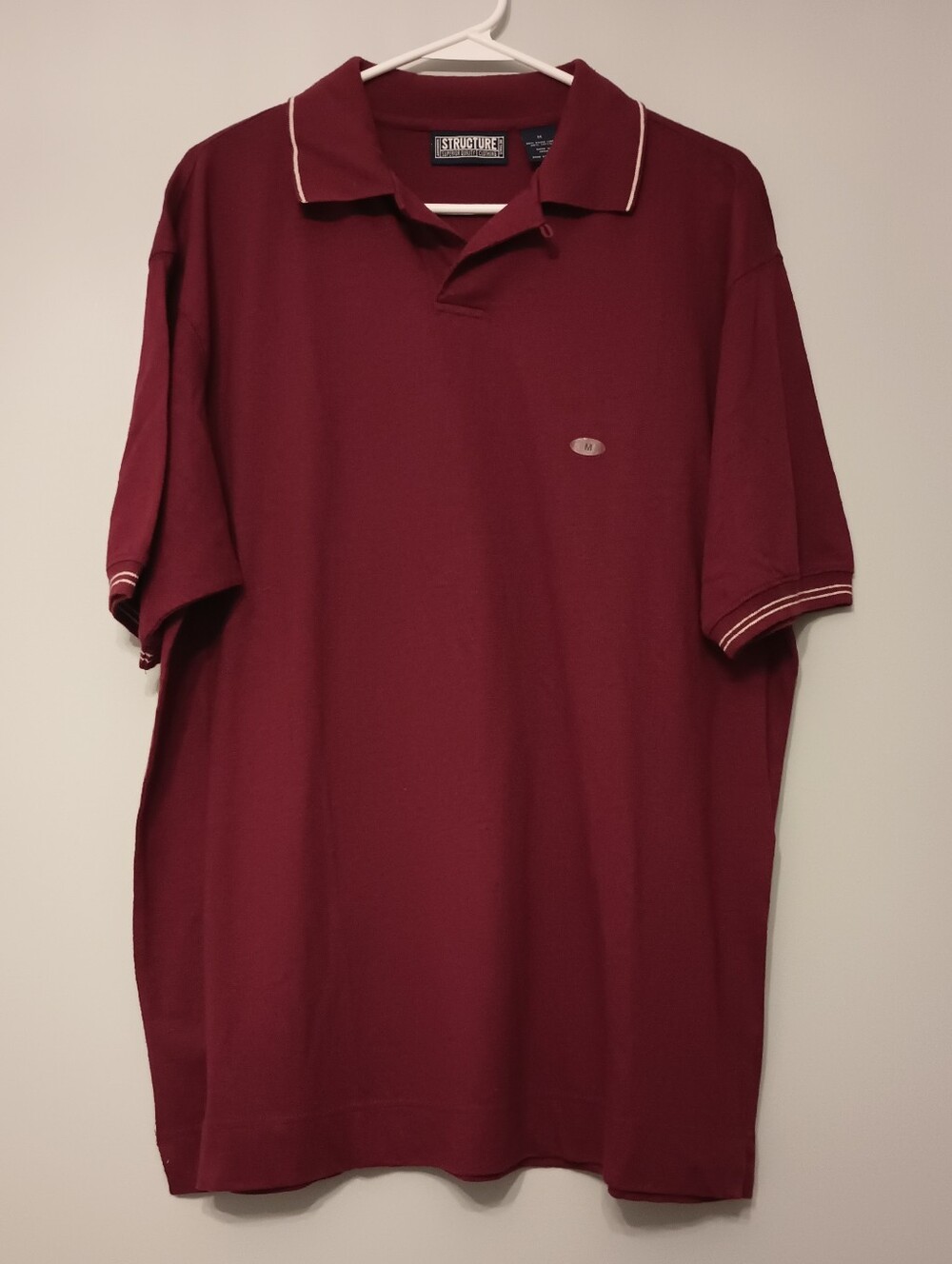 Men's Structure Polo Shirt Burgundy Linen/Cotton M